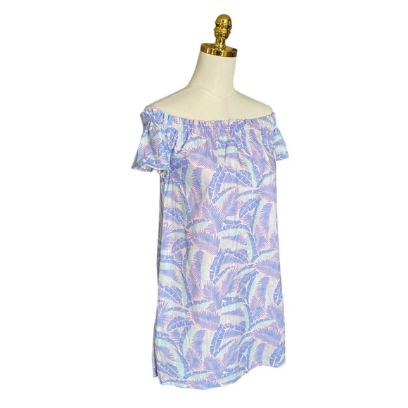 VINEYARD VINES | Island Palm Print Off the Shoulder Cotton Mini Dress Size XS - Picture 4 of 7